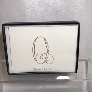 Crane & Co. Gold Engraved Inital (O) Notes on Pearl White Kid Finish Paper